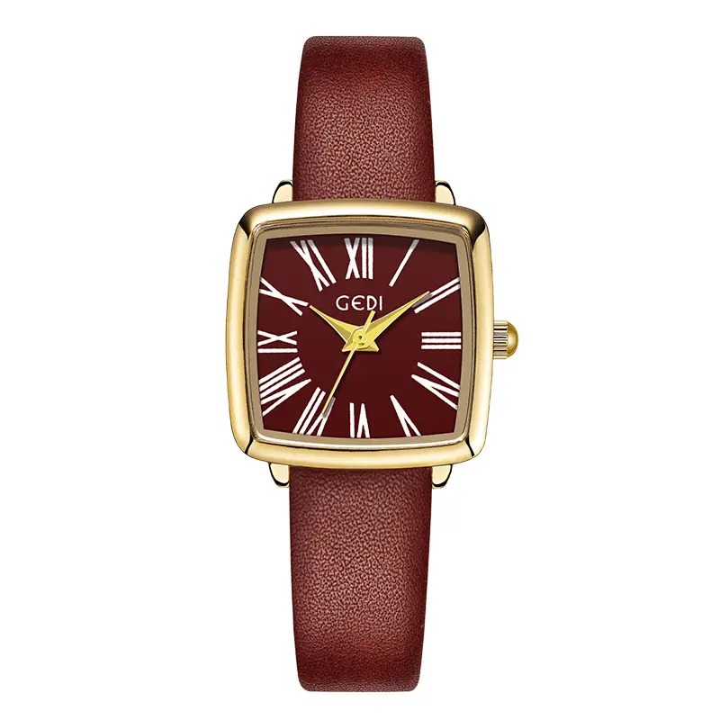 Goldie Women's Red Leather Band Quartz Watch