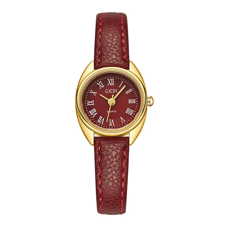 Goldie Women's Red Leather Band Quartz Watch