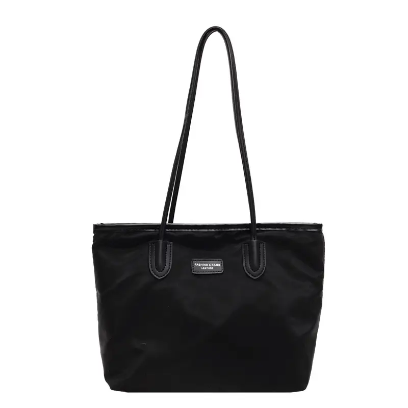 Oxford Cloth Colorblock Large Tote Bag Brown - Image 9