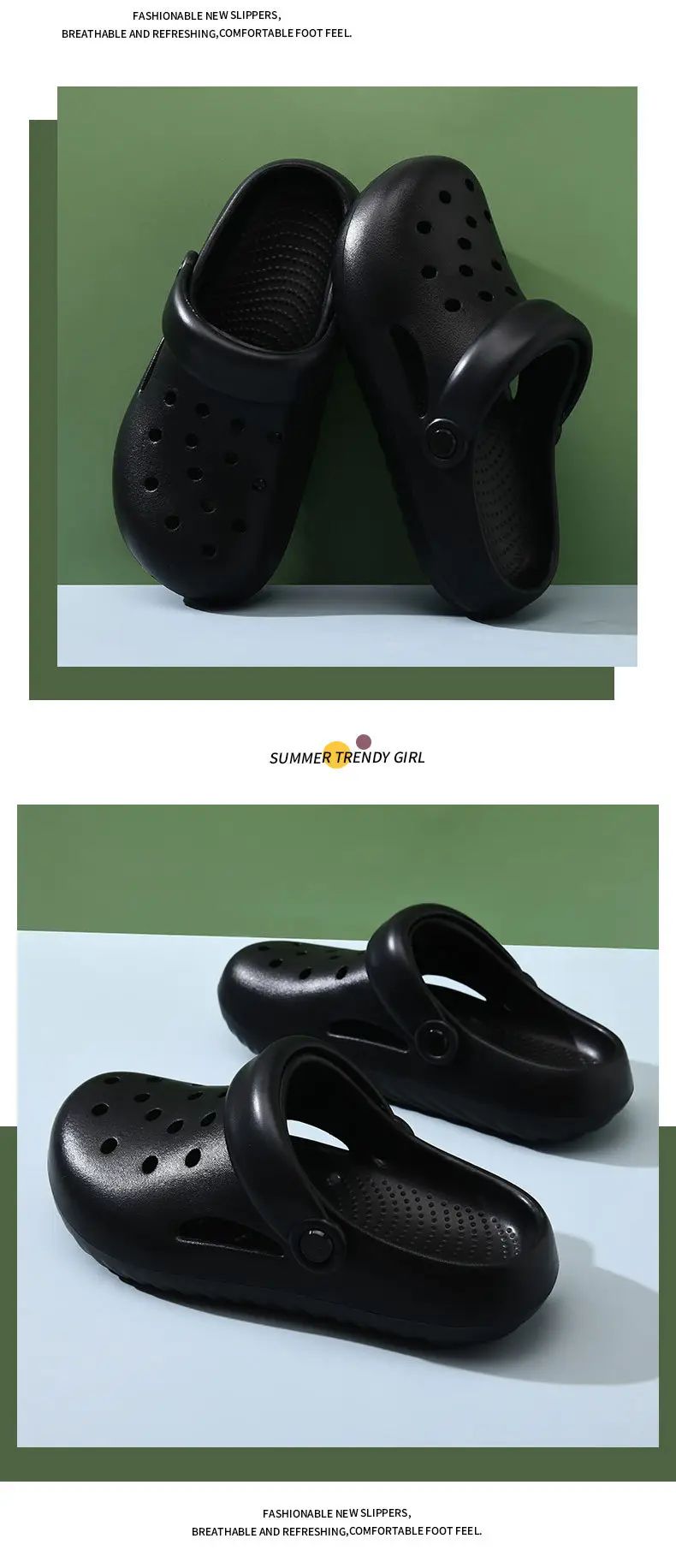 Wholesale Cave Shoes Women's Summer Outer Wear Beach Shoes Lightweight Half Heel Sandals Couple's Baotou Drifting Sandals — feature 13