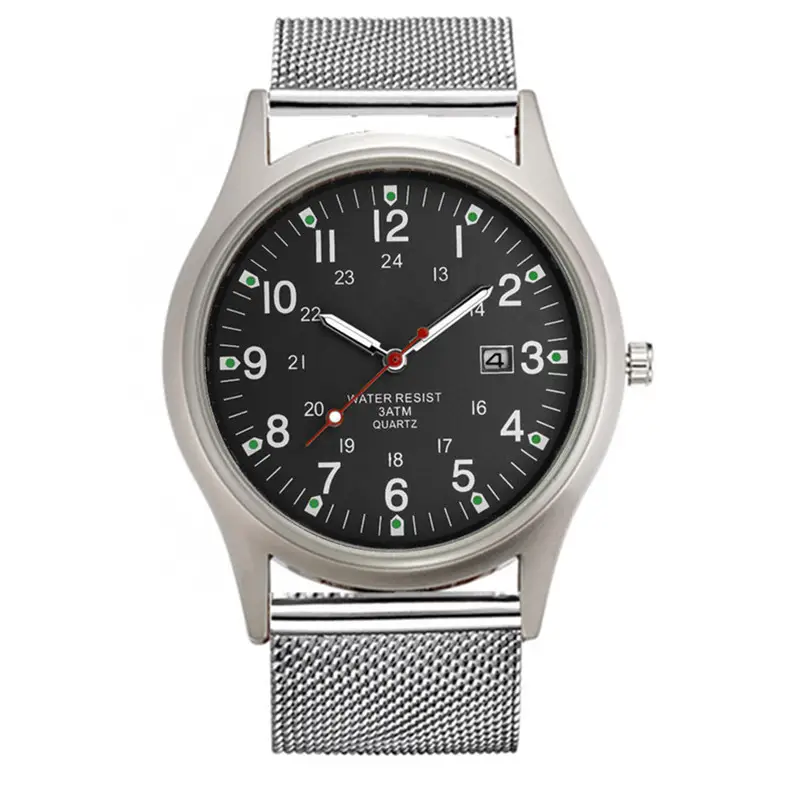 Men's Green NATO Strap Date Quartz Watch - Image 5