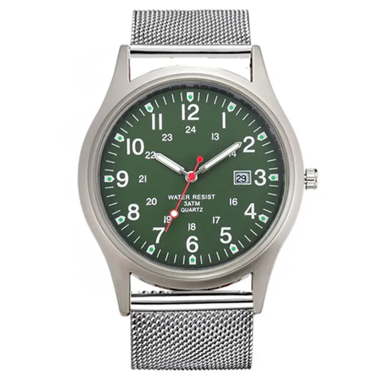 Men's Green NATO Strap Date Quartz Watch - Image 6