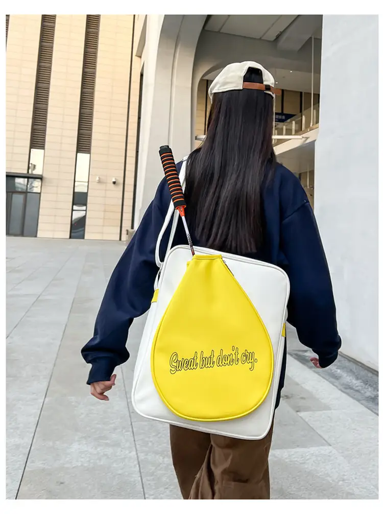 Crossbody Bag Yellow White Badminton Storage Portable — feature 17