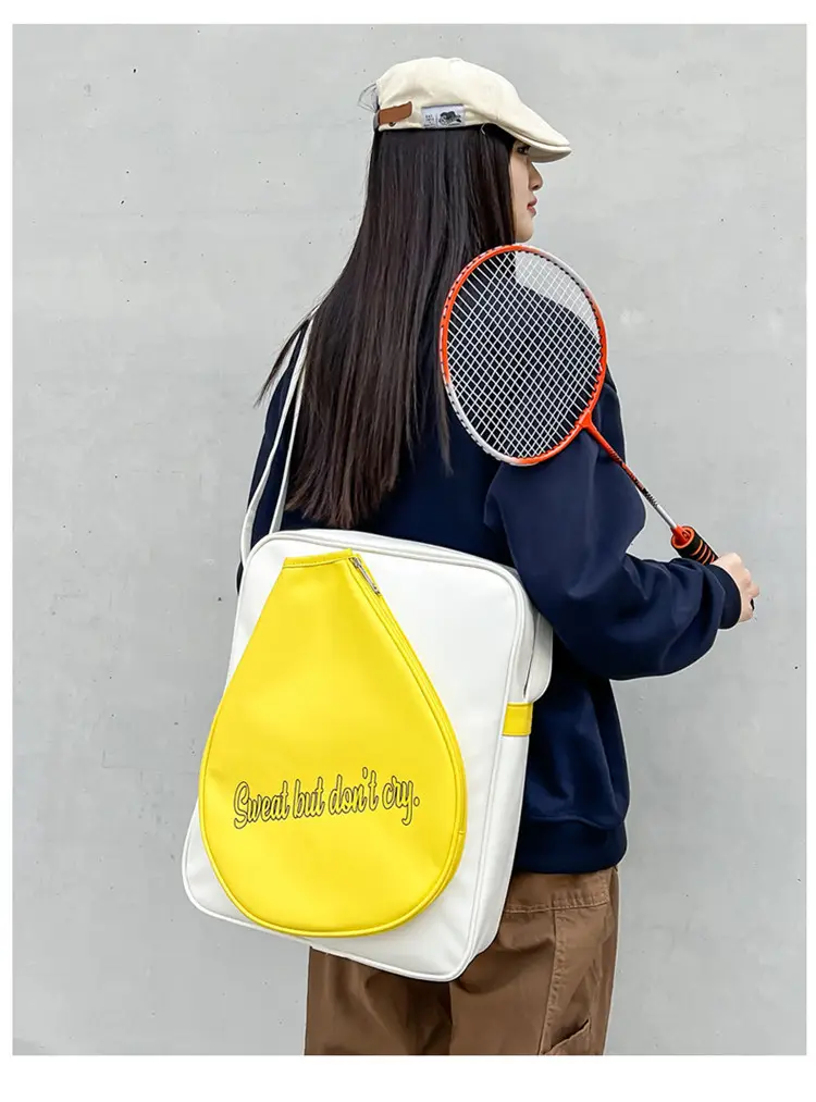 Crossbody Bag Yellow White Badminton Storage Portable — feature 18