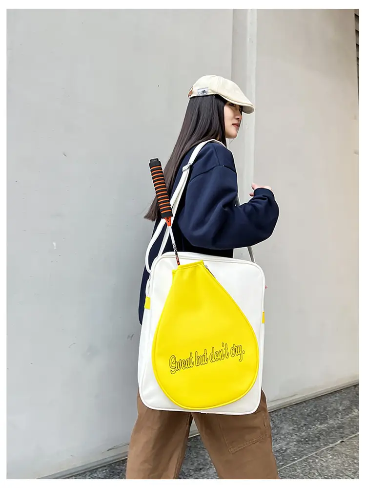 Crossbody Bag Yellow White Badminton Storage Portable — feature 21