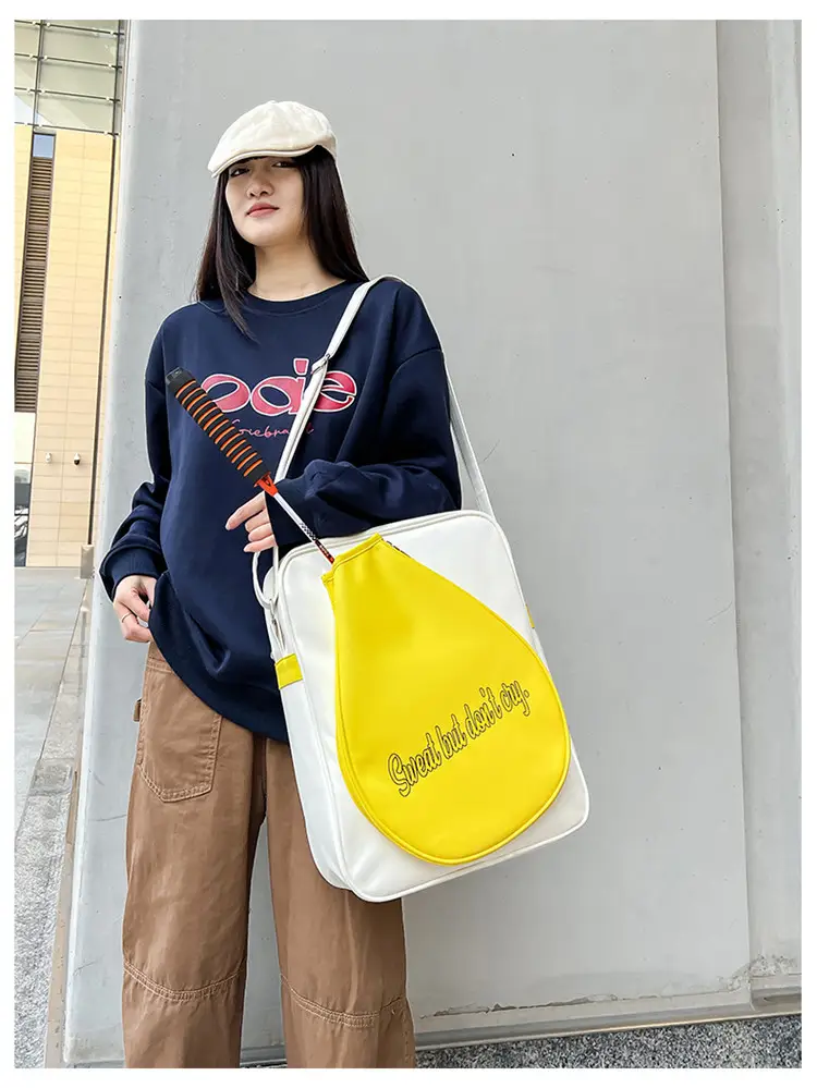 Crossbody Bag Yellow White Badminton Storage Portable — feature 23