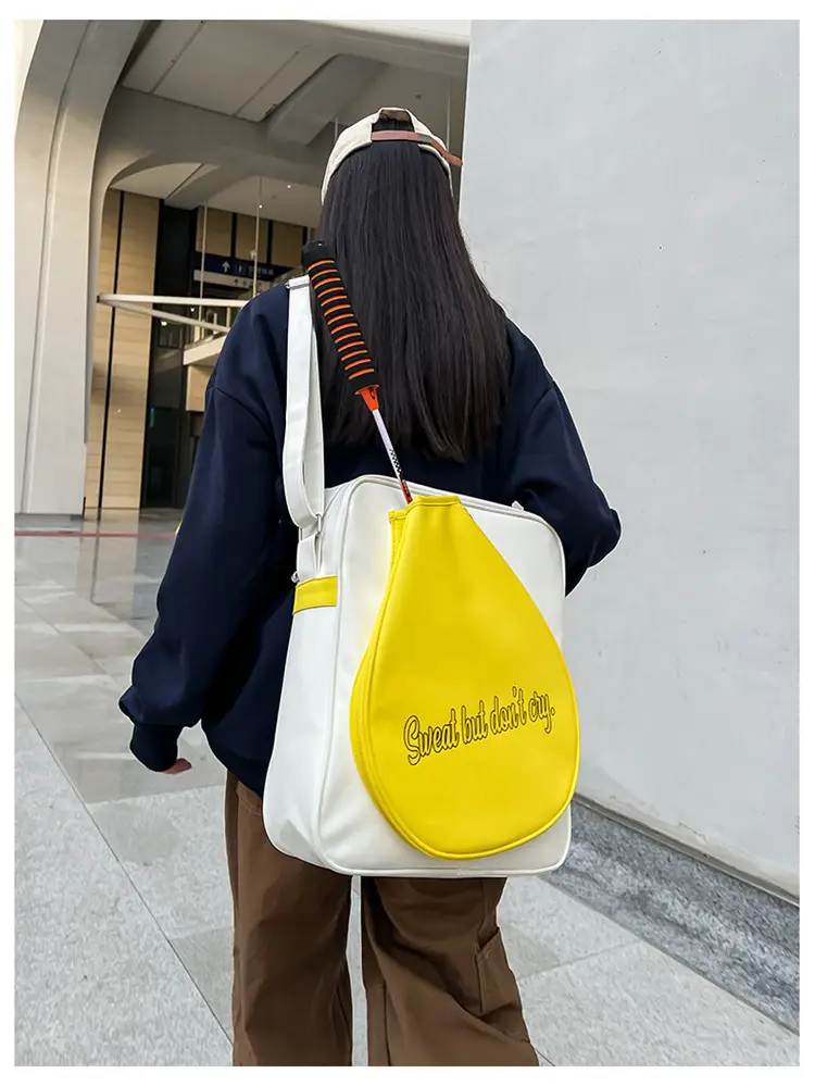 Crossbody Bag Yellow White Badminton Storage Portable — feature 24