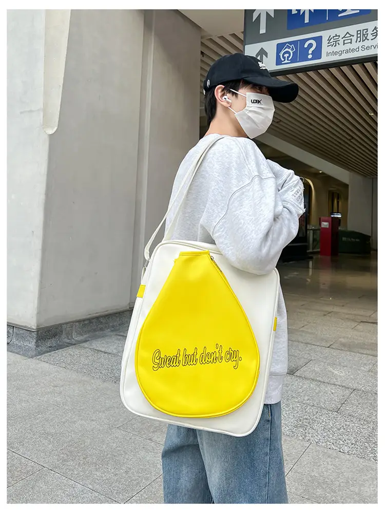 Crossbody Bag Yellow White Badminton Storage Portable — feature 29