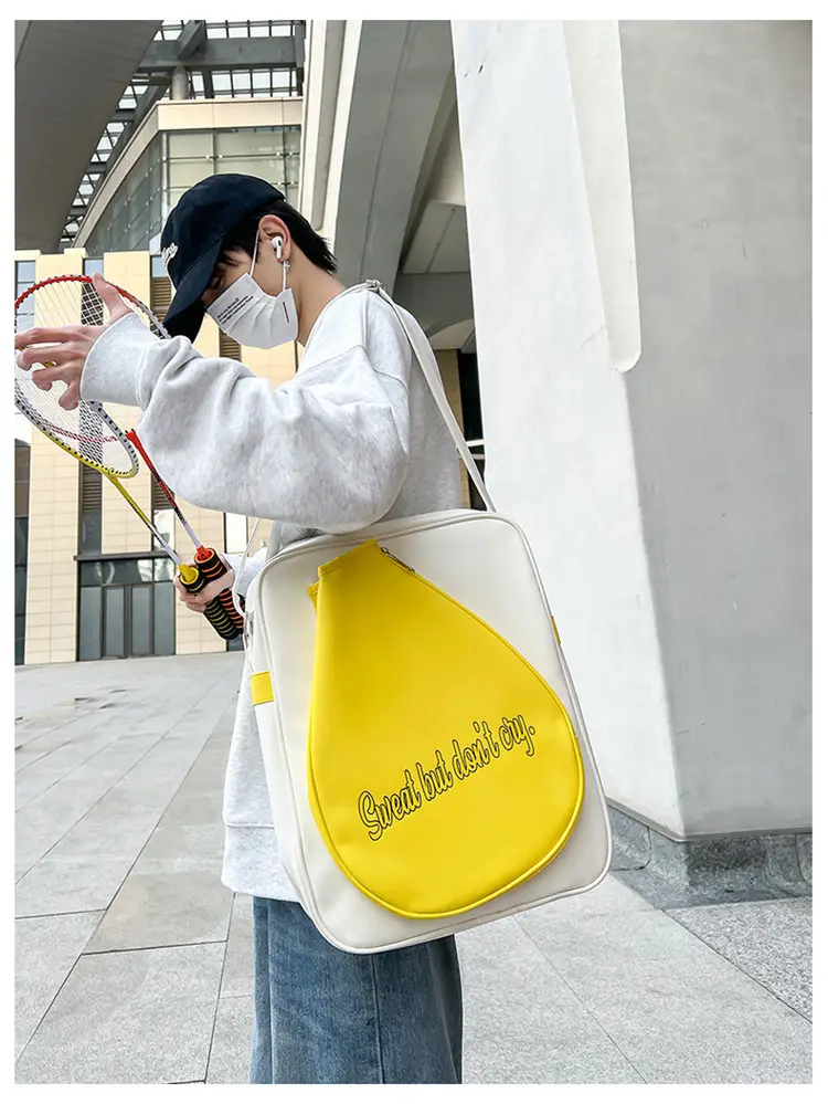 Crossbody Bag Yellow White Badminton Storage Portable — feature 32