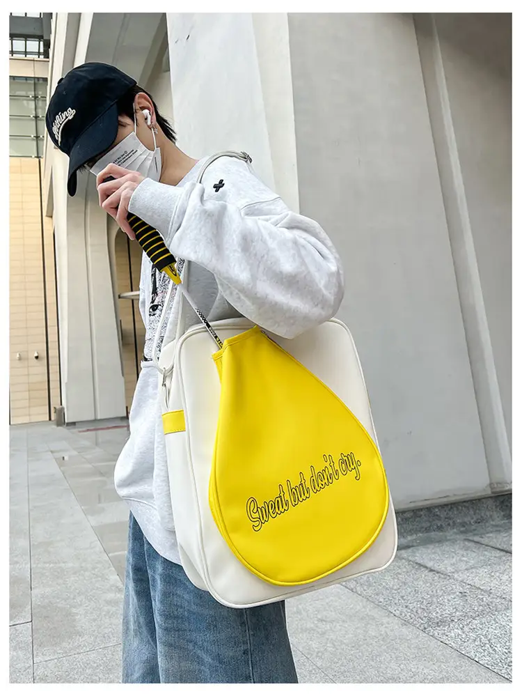 Crossbody Bag Yellow White Badminton Storage Portable — feature 33