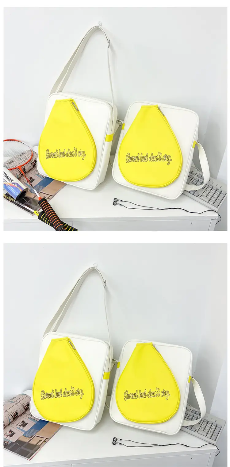 Crossbody Bag Yellow White Badminton Storage Portable — feature 34
