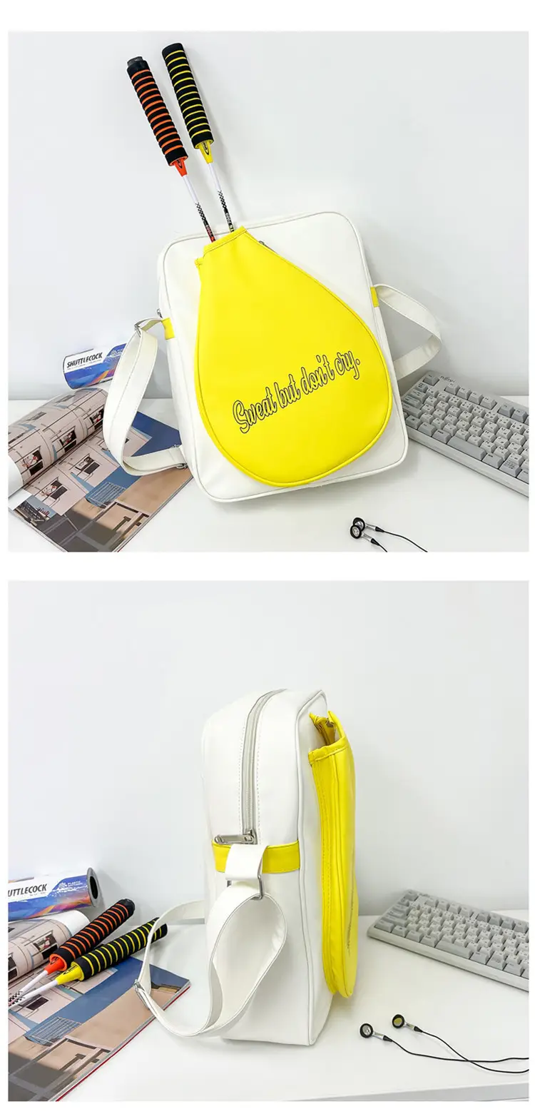 Crossbody Bag Yellow White Badminton Storage Portable — feature 38