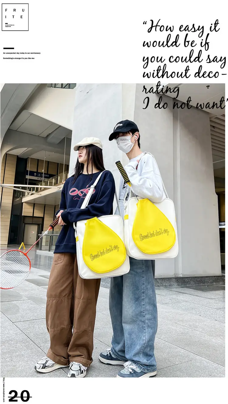 Crossbody Bag Yellow White Badminton Storage Portable — feature 4
