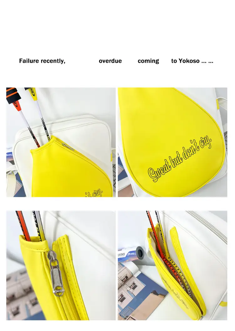 Crossbody Bag Yellow White Badminton Storage Portable — feature 40