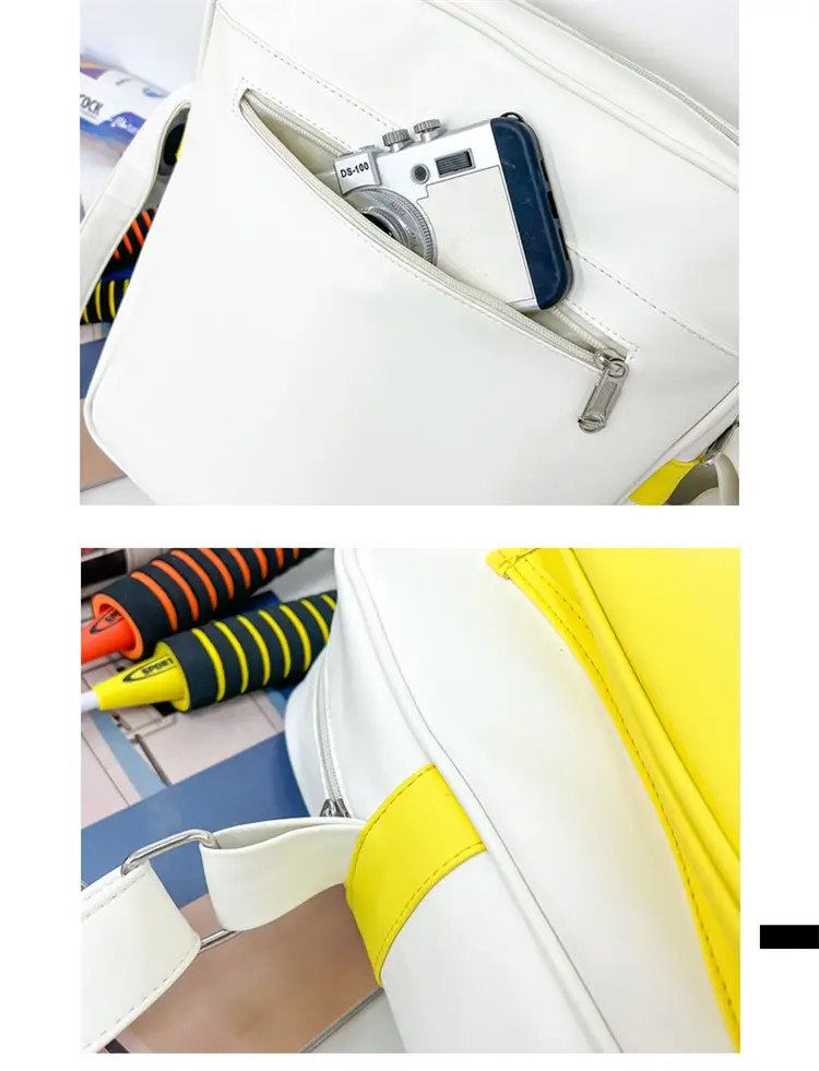 Crossbody Bag Yellow White Badminton Storage Portable — feature 43