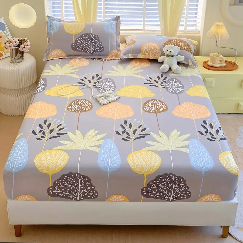 New Style Bed Cover Single-piece Non-slip Dustproof Bed Cover Pastoral Style Scrub Bed Sheet All-inclusive Simmons Protective Cover Mattress Cover