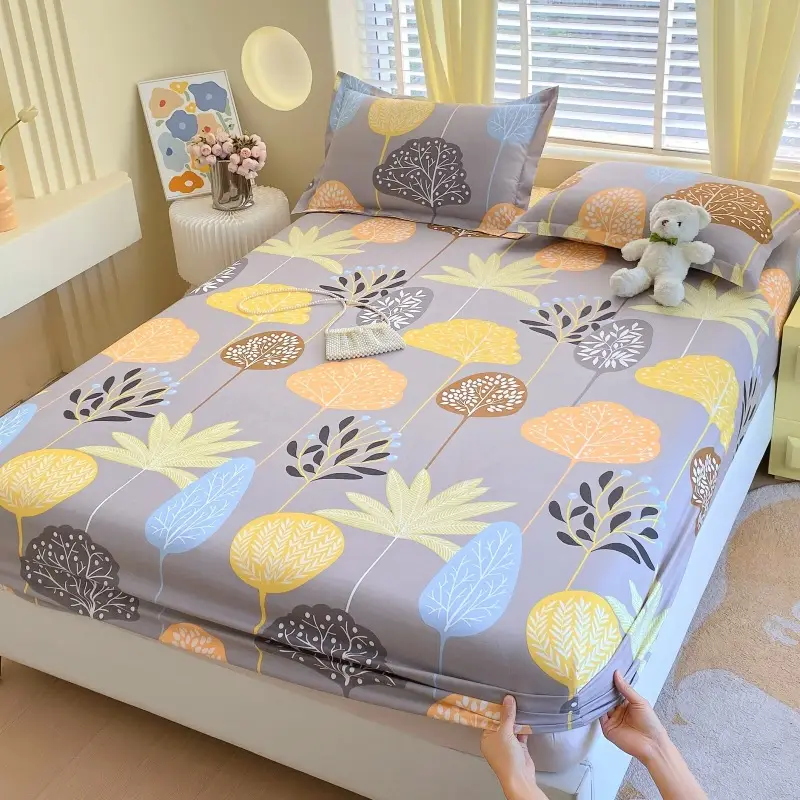 New Style Bed Cover Single-piece Non-slip Dustproof Bed Cover Pastoral Style Scrub Bed Sheet All-inclusive Simmons Protective Cover Mattress Cover
