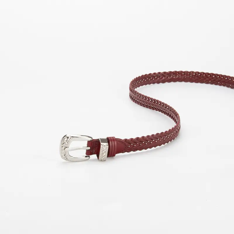 Women's Knitted Buckle Belt with Denim Shorts - Image 8
