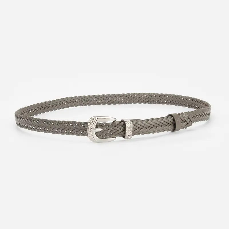 Women's Knitted Buckle Belt with Denim Shorts - Image 2
