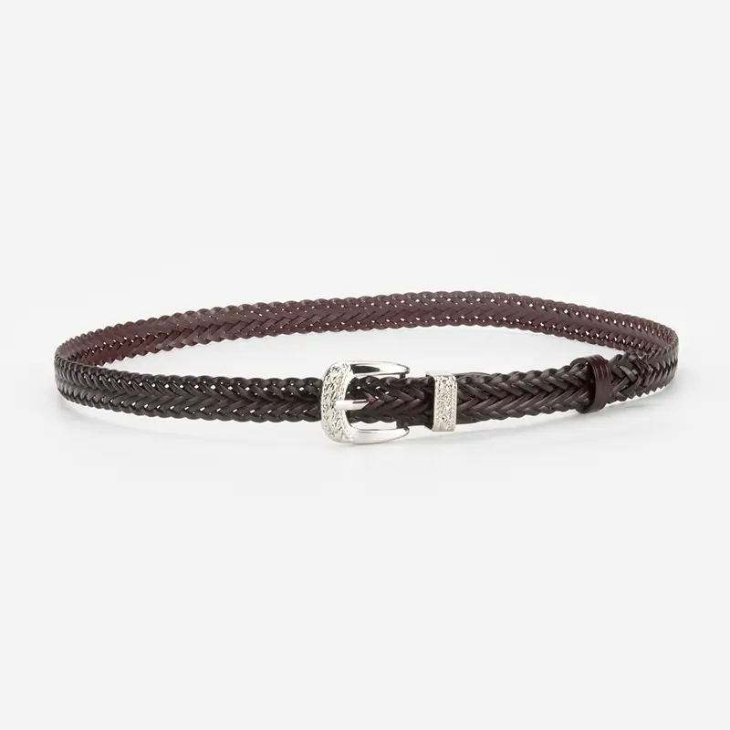 Women's Knitted Buckle Belt with Denim Shorts - Image 3