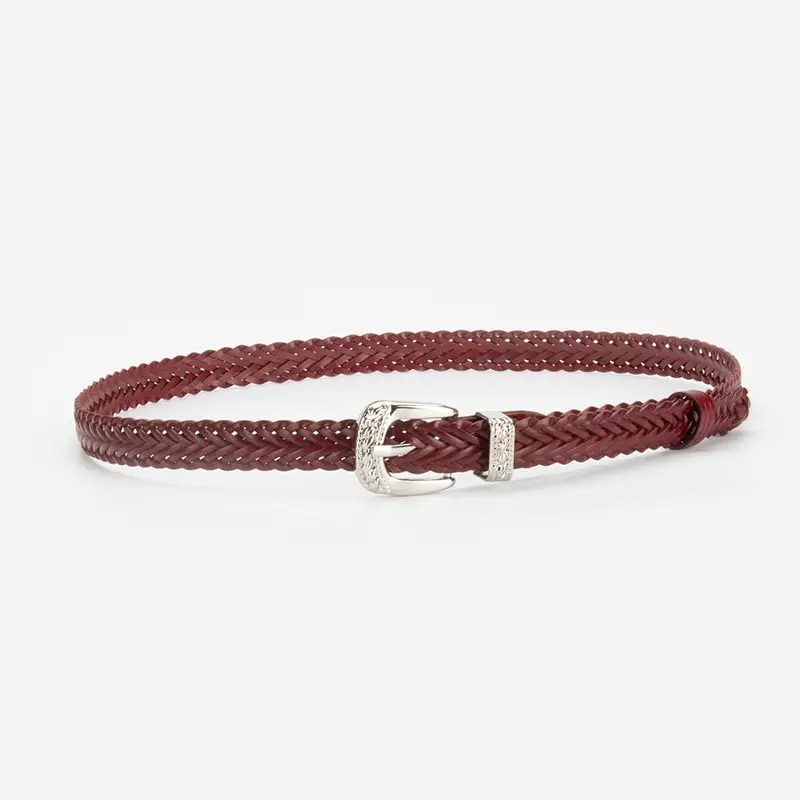 Women's Knitted Buckle Belt with Denim Shorts - Image 4