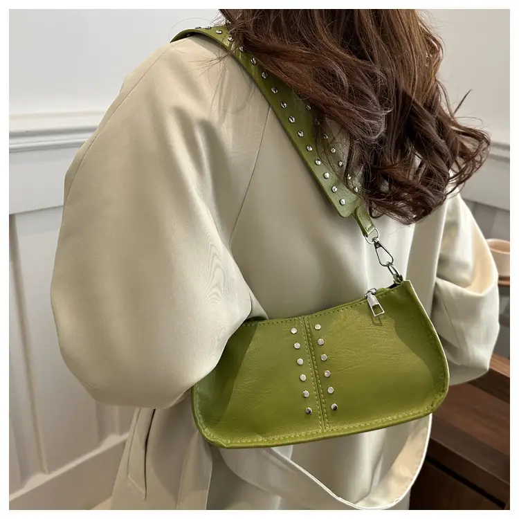 Retro Rivet Shoulder Bag Red Winter 2024 — feature 12