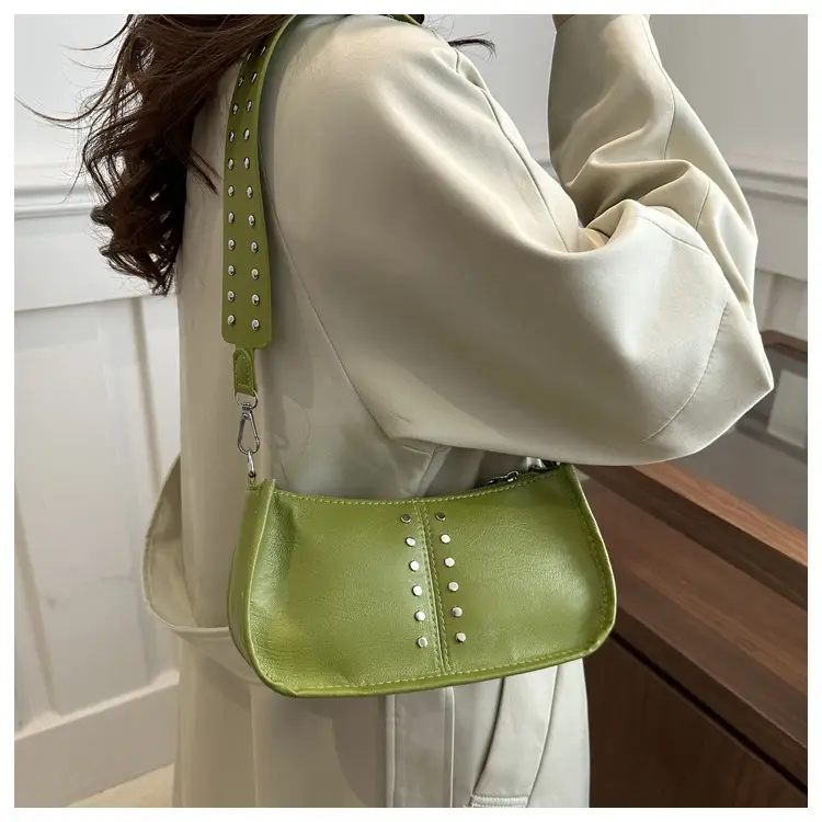 Retro Rivet Shoulder Bag Red Winter 2024 — feature 13