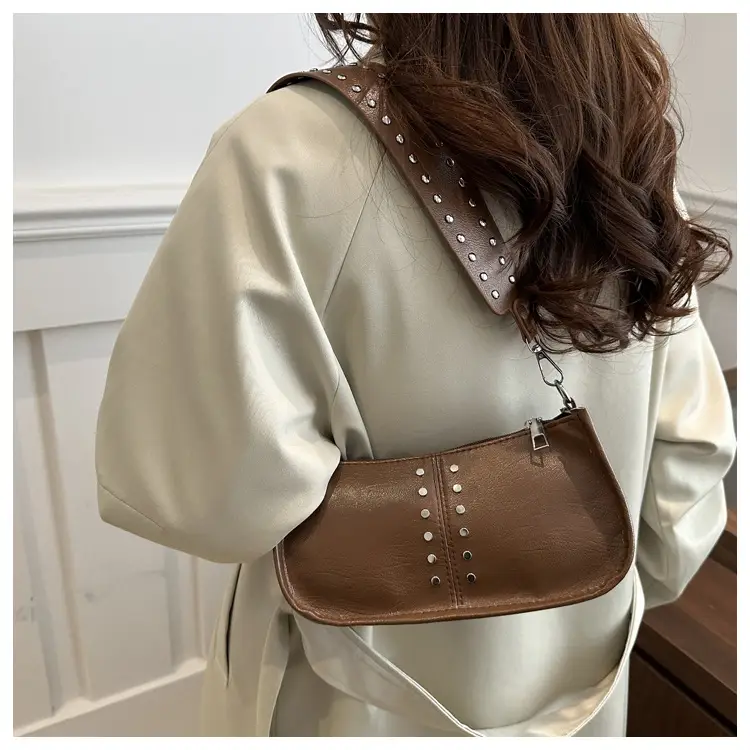 Retro Rivet Shoulder Bag Red Winter 2024 — feature 14