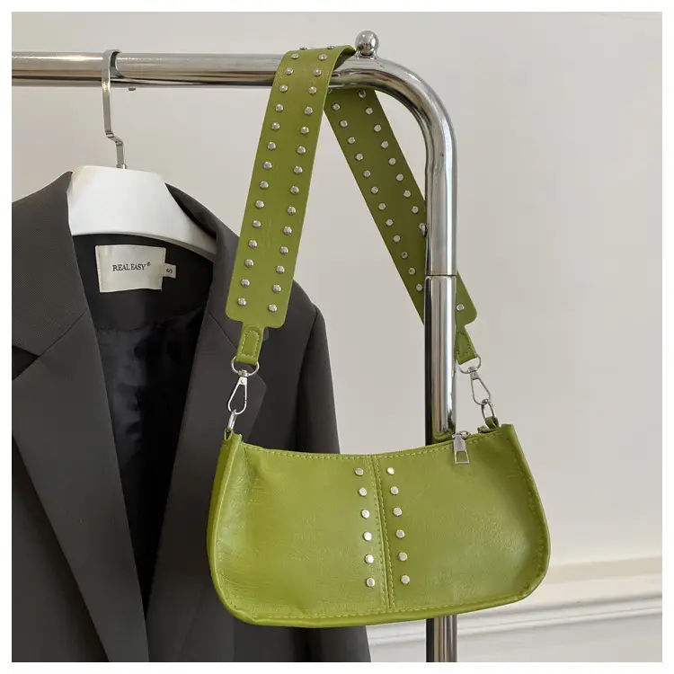 Retro Rivet Shoulder Bag Red Winter 2024 — feature 18