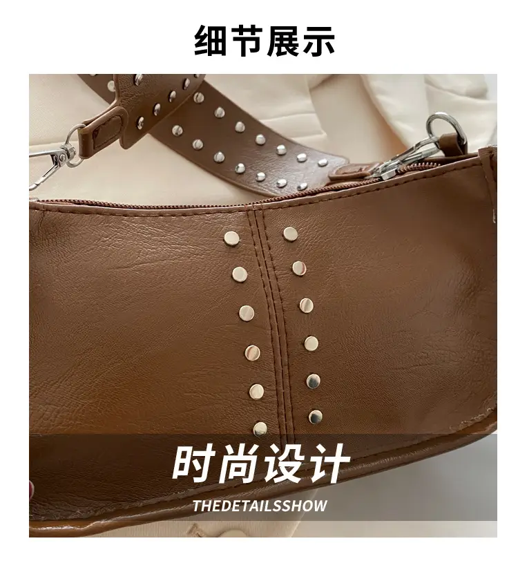 Retro Rivet Shoulder Bag Red Winter 2024 — feature 2