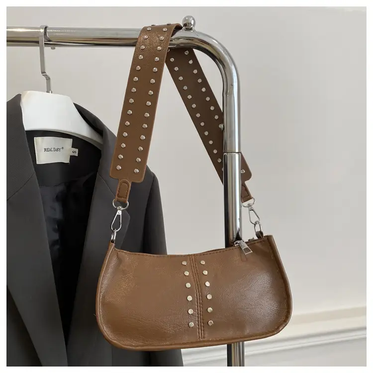 Retro Rivet Shoulder Bag Red Winter 2024 — feature 22