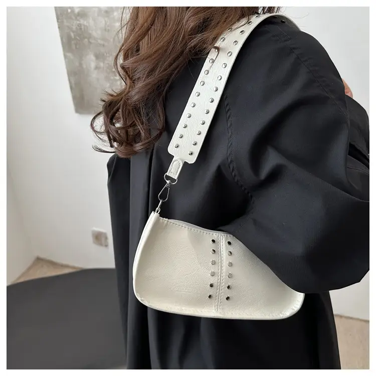 Retro Rivet Shoulder Bag Red Winter 2024 — feature 8