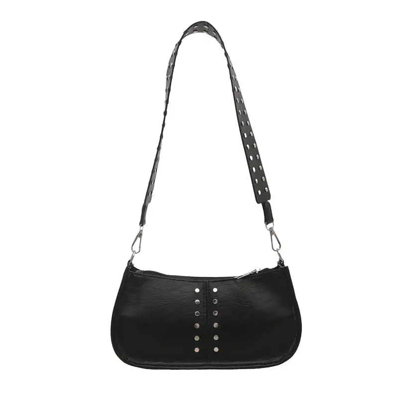 Retro Rivet Shoulder Bag Red Winter 2024 - Image 2