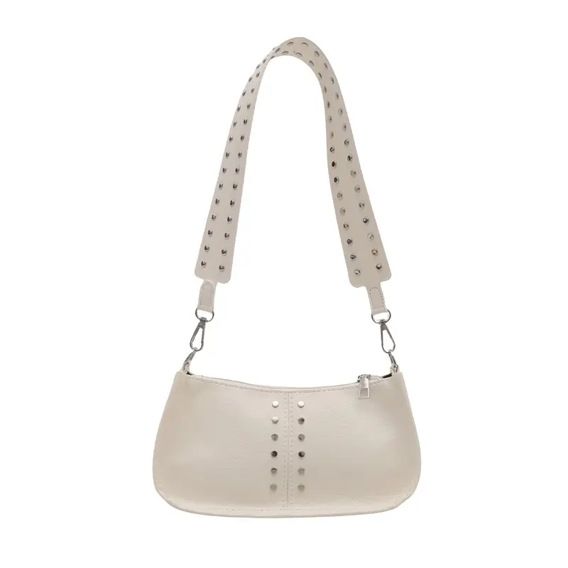 Retro Rivet Shoulder Bag Red Winter 2024 - Image 3