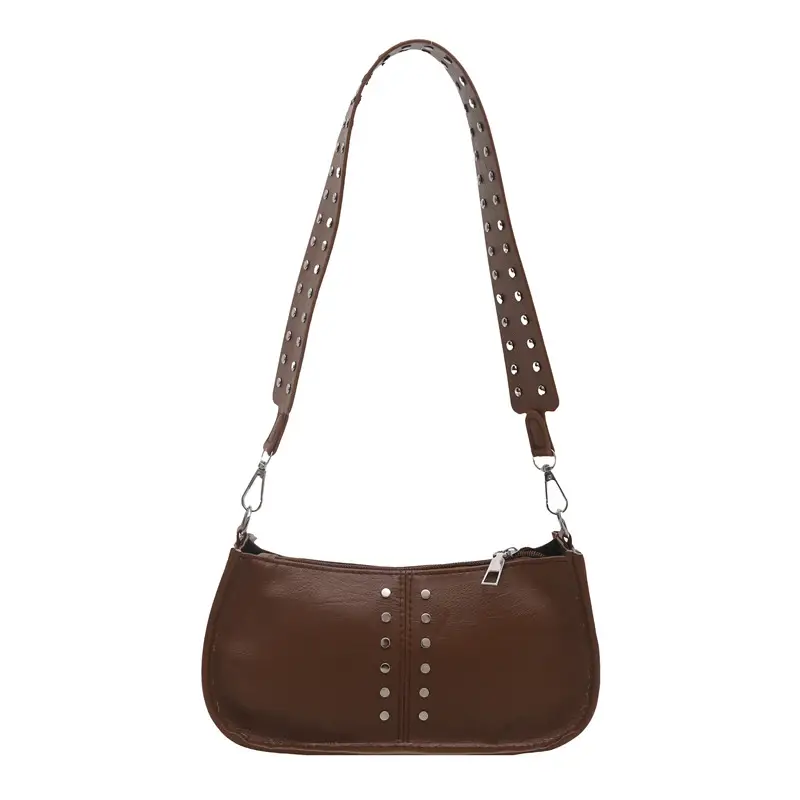 Retro Rivet Shoulder Bag Red Winter 2024 - Image 5