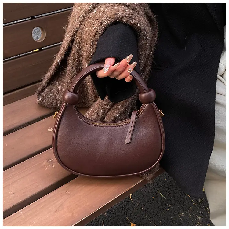 Women's Retro Textured Shoulder Bag Brown 2024 — feature 21