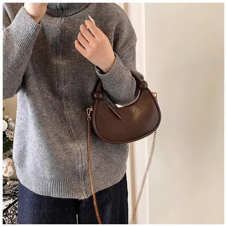 Women's Retro Textured Shoulder Bag Brown 2024 — feature 28