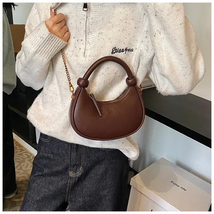 Women's Retro Textured Shoulder Bag Brown 2024 — feature 44