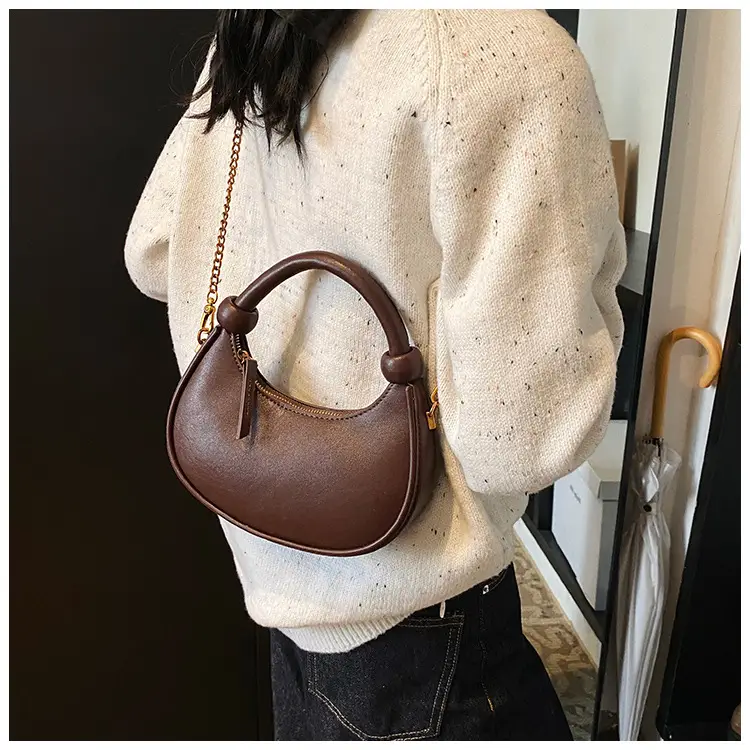 Women's Retro Textured Shoulder Bag Brown 2024 — feature 45