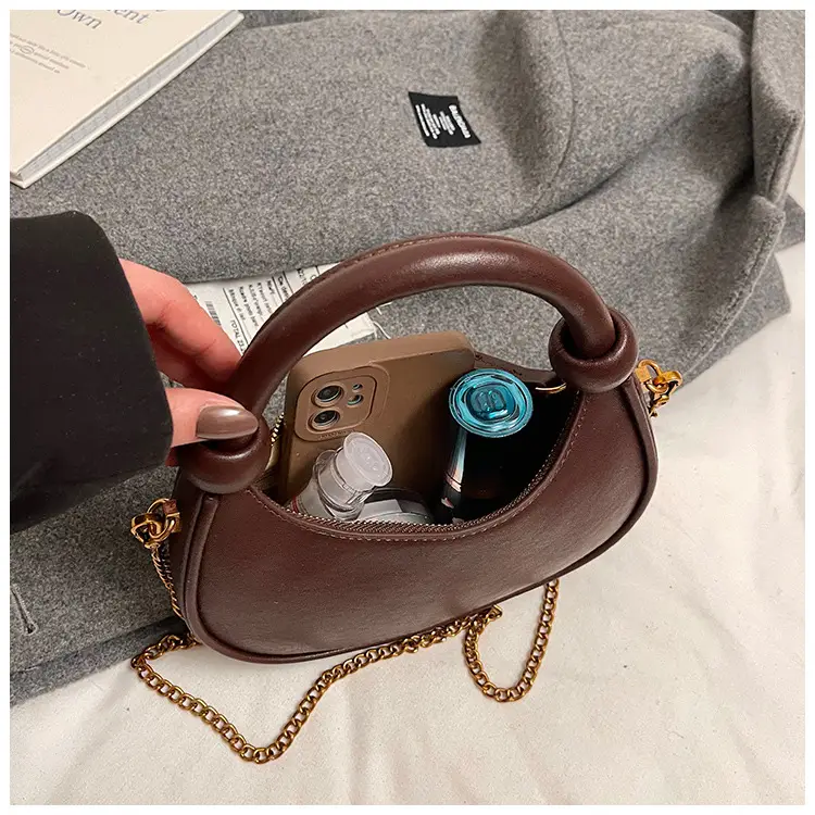 Women's Retro Textured Shoulder Bag Brown 2024 — feature 50