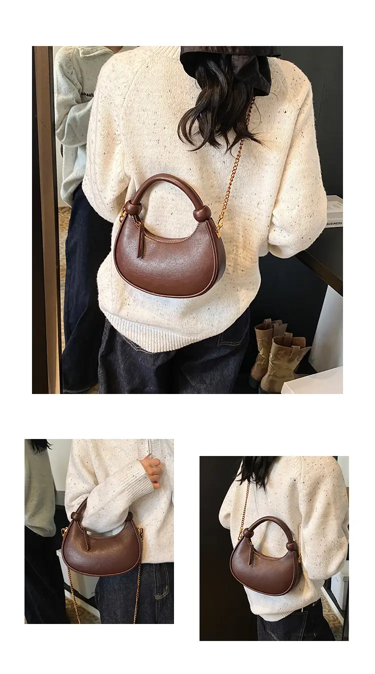 Women's Retro Textured Shoulder Bag Brown 2024 — feature 6