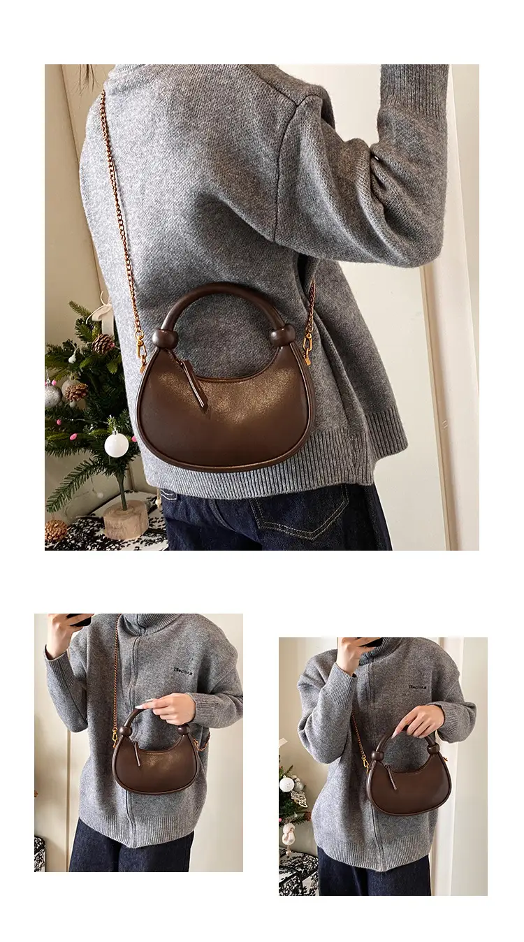 Women's Retro Textured Shoulder Bag Brown 2024 — feature 8