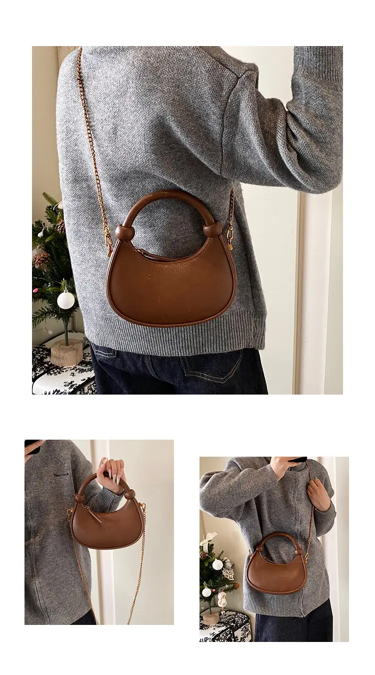 Women's Retro Textured Shoulder Bag Brown 2024 — feature 9