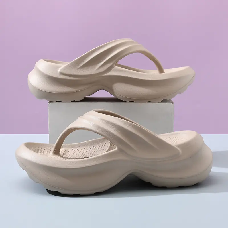 Flip-flops women's summer high-rise non-smelly feet thick-soled slippers EVA home all-match non-slip wear-resistant high-end slippers