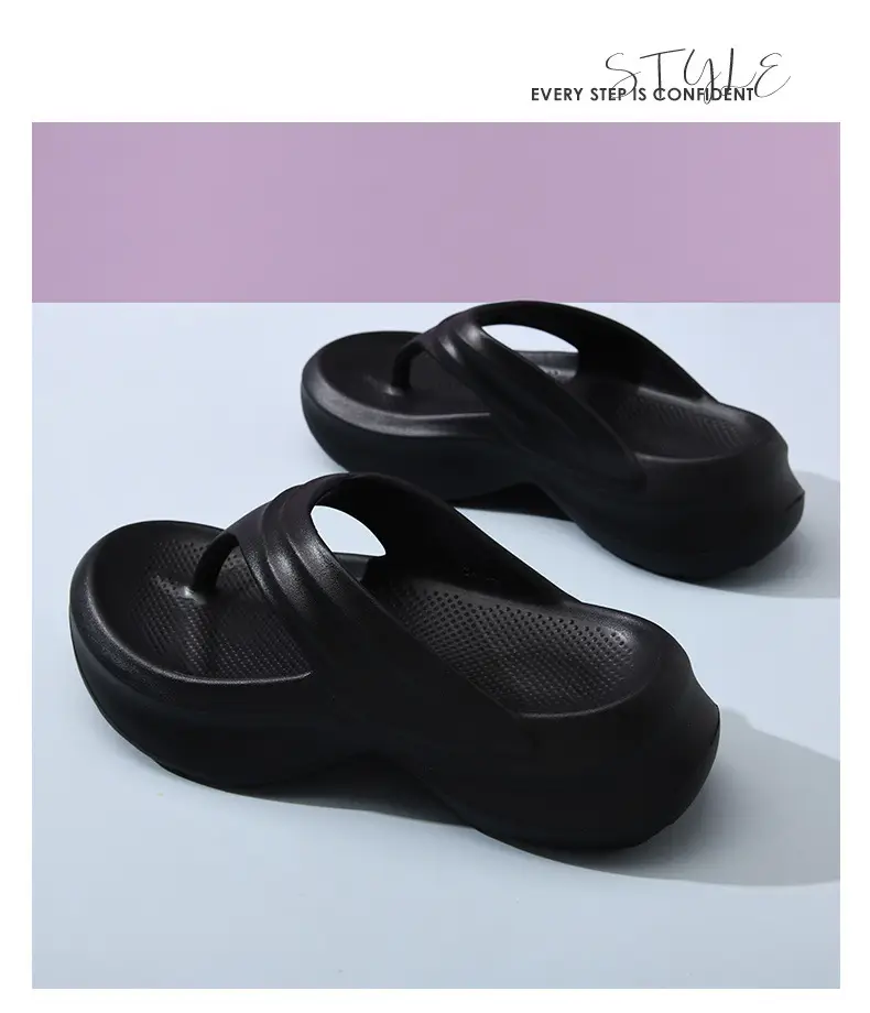 Flip-flops women's summer high-rise non-smelly feet thick-soled slippers EVA home all-match non-slip wear-resistant high-end slippers — feature 17