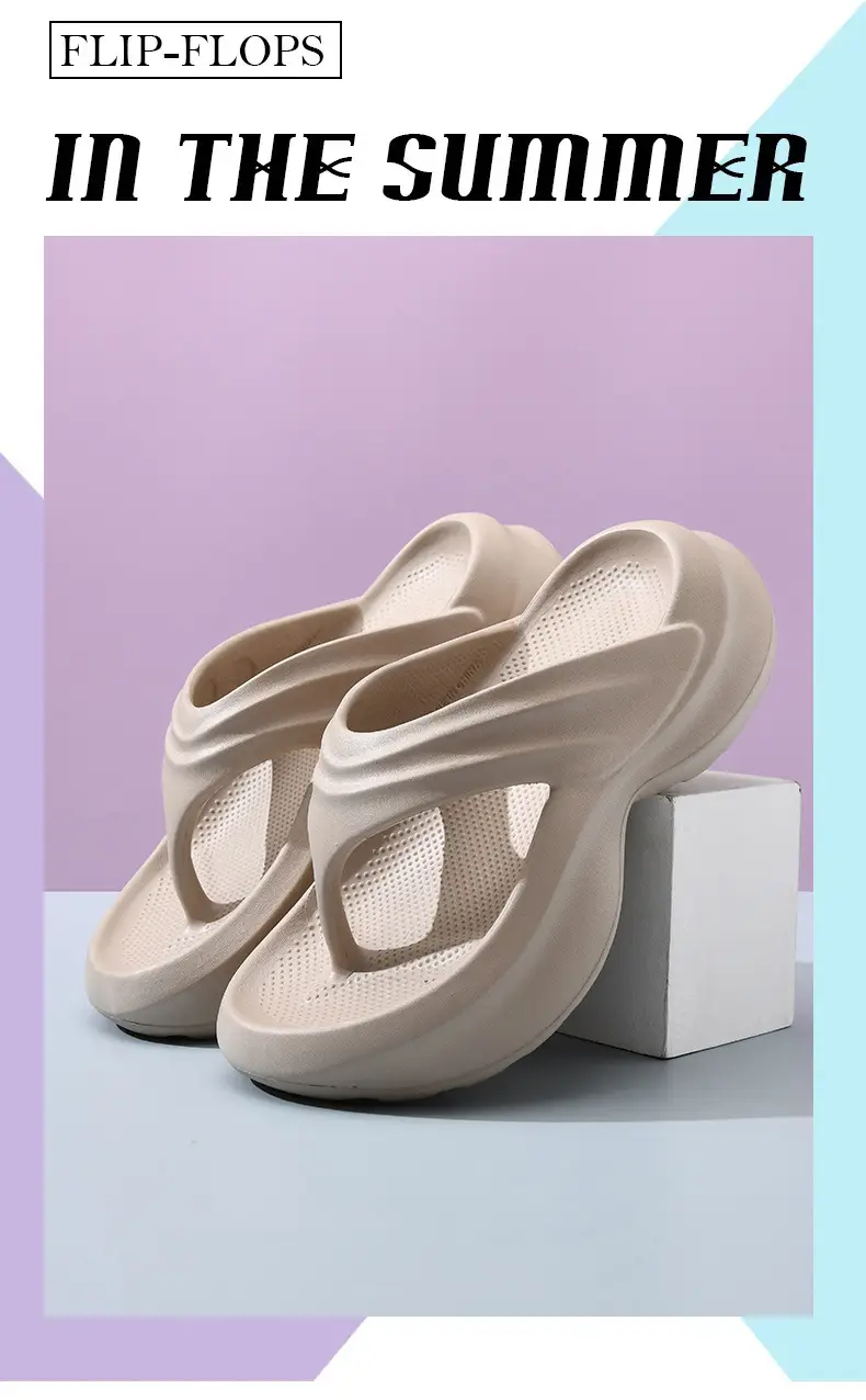 Flip-flops women's summer high-rise non-smelly feet thick-soled slippers EVA home all-match non-slip wear-resistant high-end slippers — feature 2