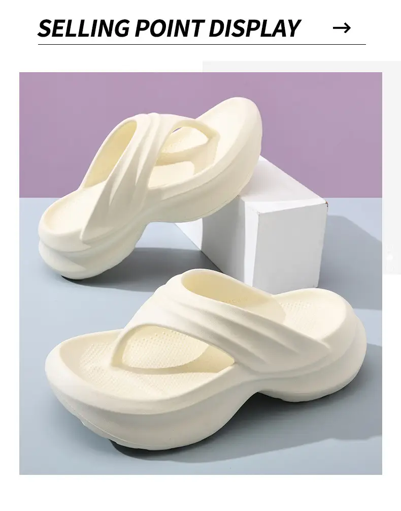 Flip-flops women's summer high-rise non-smelly feet thick-soled slippers EVA home all-match non-slip wear-resistant high-end slippers — feature 9