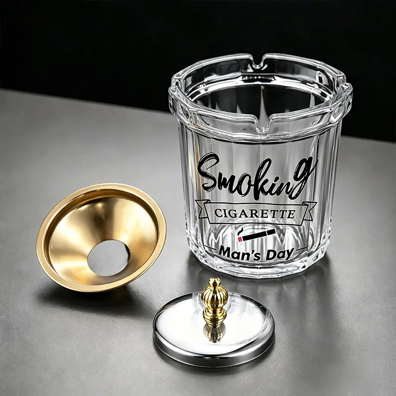 Glass Ashtray with Lid and Funnel, Anti-Fly Ash Ashtray for Office and Home Use, Personalized Windproof Ashtray for Living Room, Custom-Made - Image 25