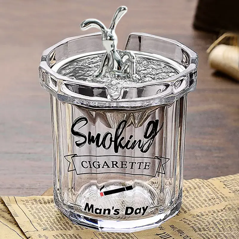 Glass Ashtray with Lid and Funnel, Anti-Fly Ash Ashtray for Office and Home Use, Personalized Windproof Ashtray for Living Room, Custom-Made - Image 27