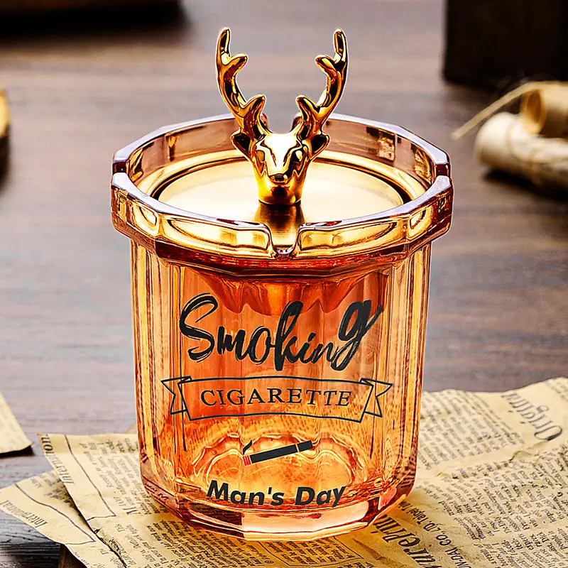 Glass Ashtray with Lid and Funnel, Anti-Fly Ash Ashtray for Office and Home Use, Personalized Windproof Ashtray for Living Room, Custom-Made — feature 11